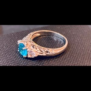 Sterling Silver Ring With Beautiful Aqua Stone